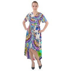 Mountain Abstract Front Wrap High Low Dress by okhismakingart