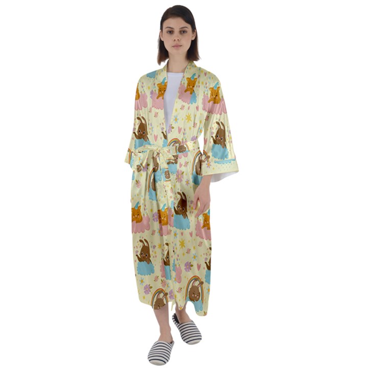 I Am Sleepy Maxi Satin Kimono