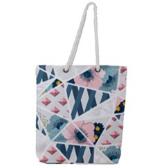 Patchwork  Full Print Rope Handle Tote (large) by designsbymallika