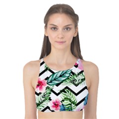 Tropical Zig Zag Pattern Tank Bikini Top by designsbymallika