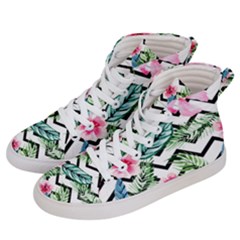 Tropical Zig Zag Pattern Women s Hi-top Skate Sneakers by designsbymallika