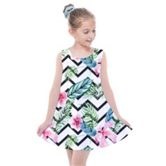 Tropical Zig Zag Pattern Kids  Summer Dress by designsbymallika