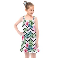 Tropical Zig Zag Pattern Kids  Overall Dress by designsbymallika