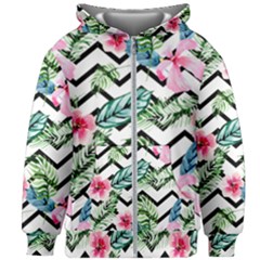 Tropical Zig Zag Pattern Kids  Zipper Hoodie Without Drawstring by designsbymallika