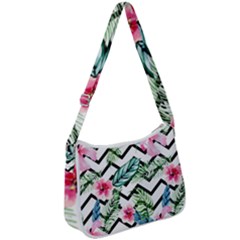 Tropical Zig Zag Pattern Zip Up Shoulder Bag