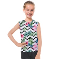 Tropical Zig Zag Pattern Kids  Mesh Tank Top