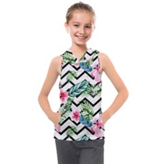 Tropical Zig Zag Pattern Kids  Sleeveless Hoodie