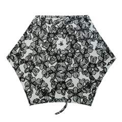 Stylized Botanical Motif Black And White Print Mini Folding Umbrellas by dflcprintsclothing