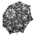 Stylized Botanical Motif Black And White Print Hook Handle Umbrellas (Medium) View2