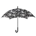 Stylized Botanical Motif Black And White Print Hook Handle Umbrellas (Medium) View3