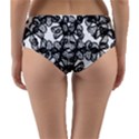 Stylized Botanical Motif Black And White Print Reversible Mid-Waist Bikini Bottoms View2