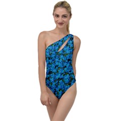 Blue Sakura Forest  Tree So Meditative And Calm To One Side Swimsuit by pepitasart