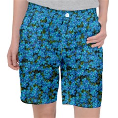 Blue Sakura Forest  Tree So Meditative And Calm Pocket Shorts by pepitasart