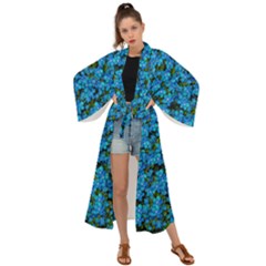 Blue Sakura Forest  Tree So Meditative And Calm Maxi Kimono by pepitasart