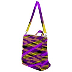 Abstract Geometric Blocks, Yellow, Orange, Purple Triangles, Modern Design Crossbody Backpack