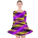 Abstract geometric blocks, yellow, orange, purple triangles, modern design Long Sleeve Velvet Skater Dress View1