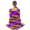 Abstract geometric blocks, yellow, orange, purple triangles, modern design Long Sleeve Velvet Skater Dress View2