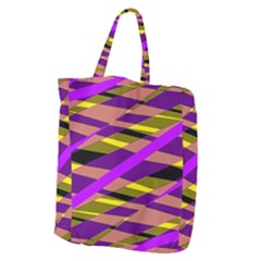 Abstract Geometric Blocks, Yellow, Orange, Purple Triangles, Modern Design Giant Grocery Tote by Casemiro