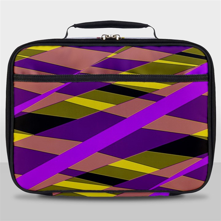 Abstract geometric blocks, yellow, orange, purple triangles, modern design Full Print Lunch Bag