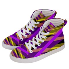 Abstract Geometric Blocks, Yellow, Orange, Purple Triangles, Modern Design Men s Hi-top Skate Sneakers by Casemiro