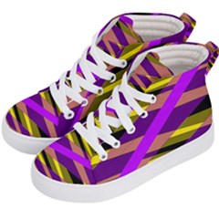 Abstract Geometric Blocks, Yellow, Orange, Purple Triangles, Modern Design Kids  Hi-top Skate Sneakers by Casemiro