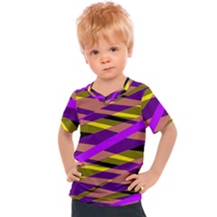 Abstract Geometric Blocks, Yellow, Orange, Purple Triangles, Modern Design Kids  Sports Tee