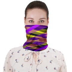 Abstract Geometric Blocks, Yellow, Orange, Purple Triangles, Modern Design Face Covering Bandana (adult)