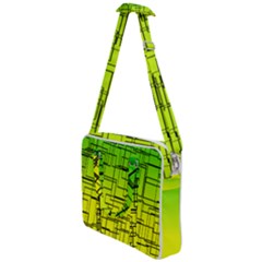 Geometrical Lines Pattern, Asymmetric Blocks Theme, Line Art Cross Body Office Bag by Casemiro