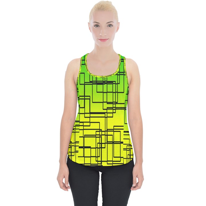 Geometrical lines pattern, asymmetric blocks theme, line art Piece Up Tank Top