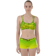 Geometrical Lines Pattern, Asymmetric Blocks Theme, Line Art Perfect Fit Gym Set by Casemiro