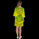 Geometrical lines pattern, asymmetric blocks theme, line art Velour Kimono Dress View4