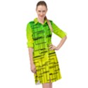 Geometrical lines pattern, asymmetric blocks theme, line art Long Sleeve Mini Shirt Dress View1