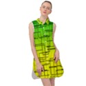 Geometrical lines pattern, asymmetric blocks theme, line art Sleeveless Shirt Dress View1