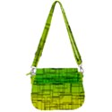 Geometrical lines pattern, asymmetric blocks theme, line art Saddle Handbag View3