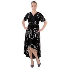 Ookpiks Ghosts Front Wrap High Low Dress