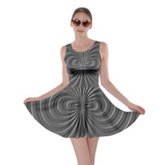 Abstract Metallic Spirals, Silver Color, Dark Grey, Graphite Colour Skater Dress by Casemiro