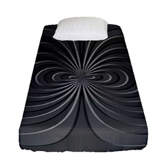 Abstract Metallic Spirals, Silver Color, Dark Grey, Graphite Colour Fitted Sheet (single Size) by Casemiro