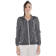 Abstract Metallic Spirals, Silver Color, Dark Grey, Graphite Colour Women s Windbreaker by Casemiro