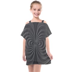 Abstract Metallic Spirals, Silver Color, Dark Grey, Graphite Colour Kids  One Piece Chiffon Dress by Casemiro