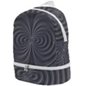 Abstract metallic spirals, silver color, dark grey, graphite colour Zip Bottom Backpack View1