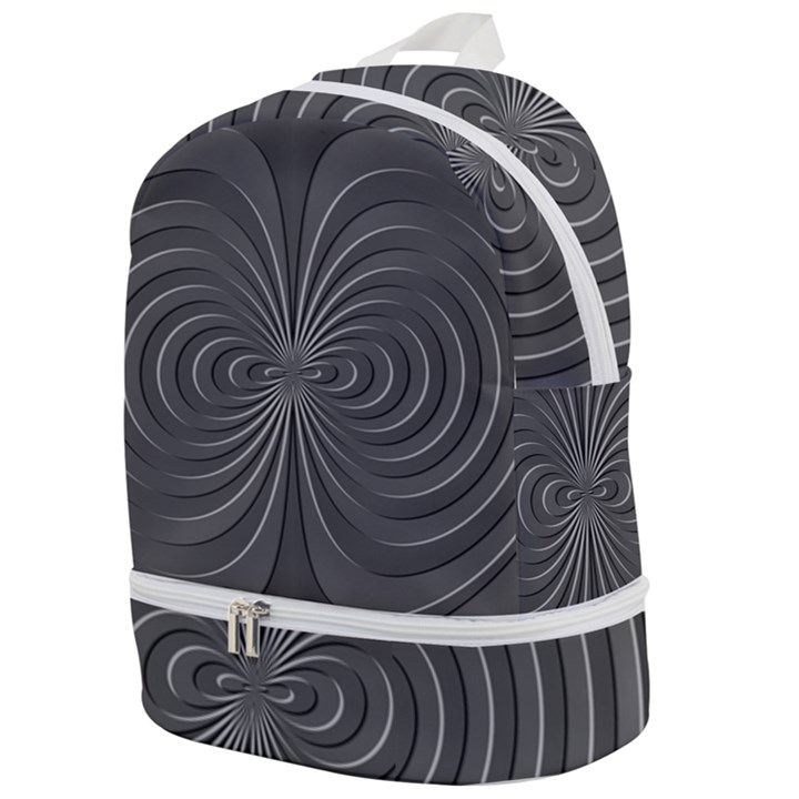 Abstract metallic spirals, silver color, dark grey, graphite colour Zip Bottom Backpack