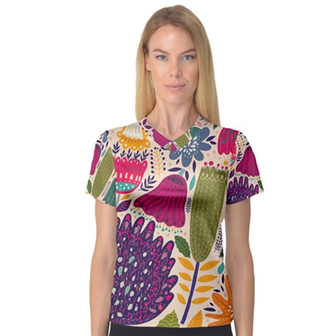 Spring Pattern V-neck Sport Mesh Tee by designsbymallika