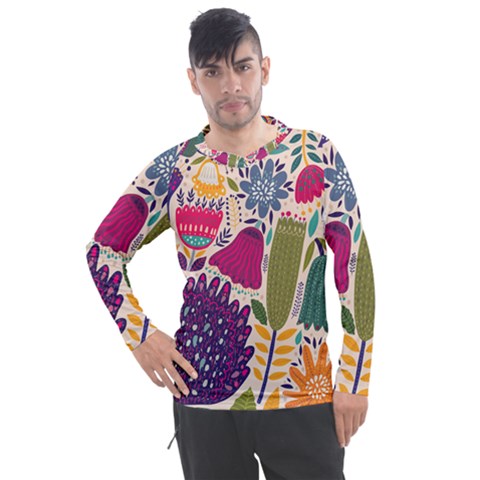 Spring Pattern Men s Pique Long Sleeve Tee by designsbymallika