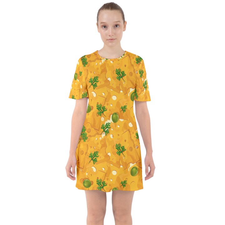 When Cheese Is Love Sixties Short Sleeve Mini Dress