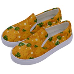 When Cheese Is Love Kids  Canvas Slip Ons by designsbymallika