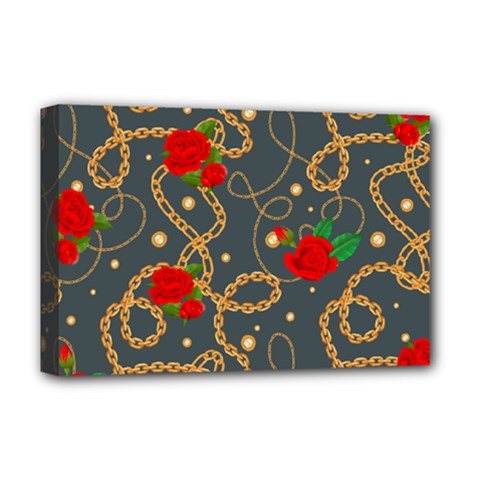 Golden Chain Pattern Rose Flower 2 Deluxe Canvas 18  X 12  (stretched) by designsbymallika