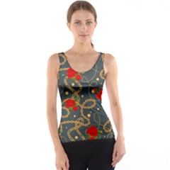 Golden Chain Pattern Rose Flower 2 Tank Top by designsbymallika