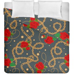 Golden Chain Pattern Rose Flower 2 Duvet Cover Double Side (king Size) by designsbymallika