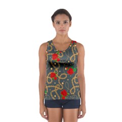 Golden Chain Pattern Rose Flower 2 Sport Tank Top  by designsbymallika