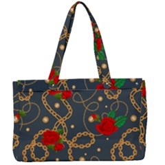 Golden Chain Pattern Rose Flower 2 Canvas Work Bag by designsbymallika